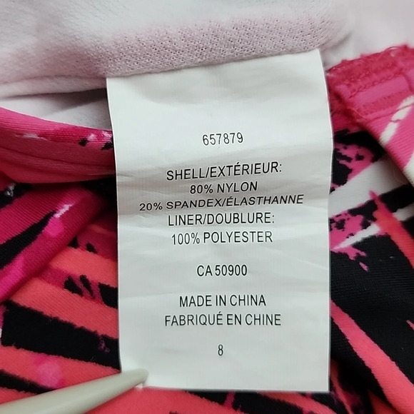 Speedo Women's One Piece Hot Pink Tropical Print Swimsuit Size 8 - Picture 7 of 14